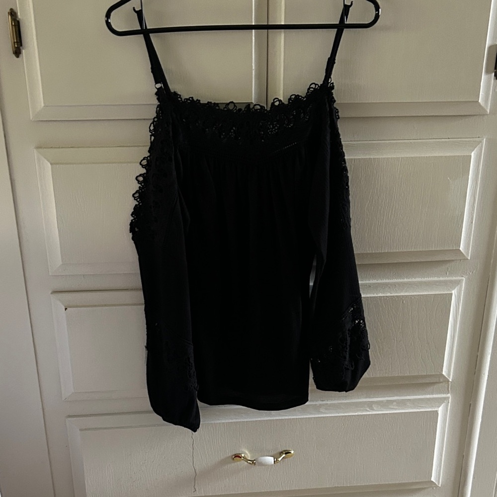 Elegant Black Lace Trim Women's Top